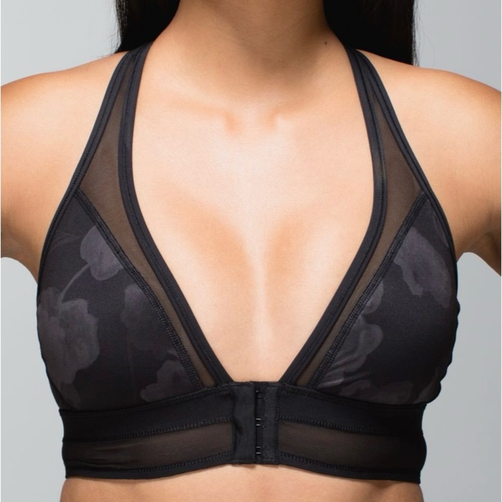 Lululemon Seek The Heat Sports Bra Inky Floral Black Size 2